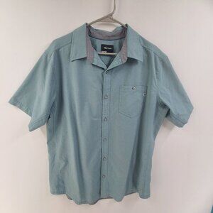 MARMOT Men’s Aerobora Short Sleeve Shirt Button Front Blue Size Large Gorpcore
